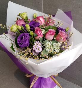 BQ015  6枝紫色玫瑰花束
